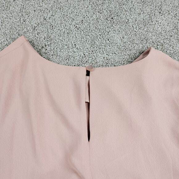 ASOS Womens Trapeze Dress 12 Pink Pleated Empire Waist Keyhole Bell Sleeve Mini - Picture 4 of 13